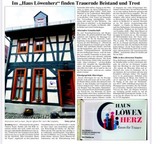 Im Haus Löwenherz finden Trauernde Beistand und Trost Presseartilel Kronberger Bote